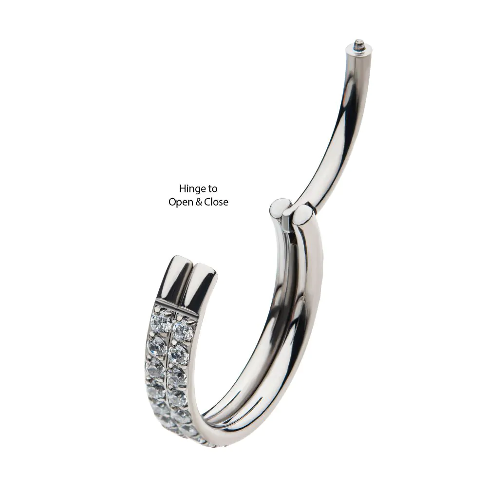 Titanium Double Row Prong Set Round Side Facing Hinged Segment Clicker - Image 3