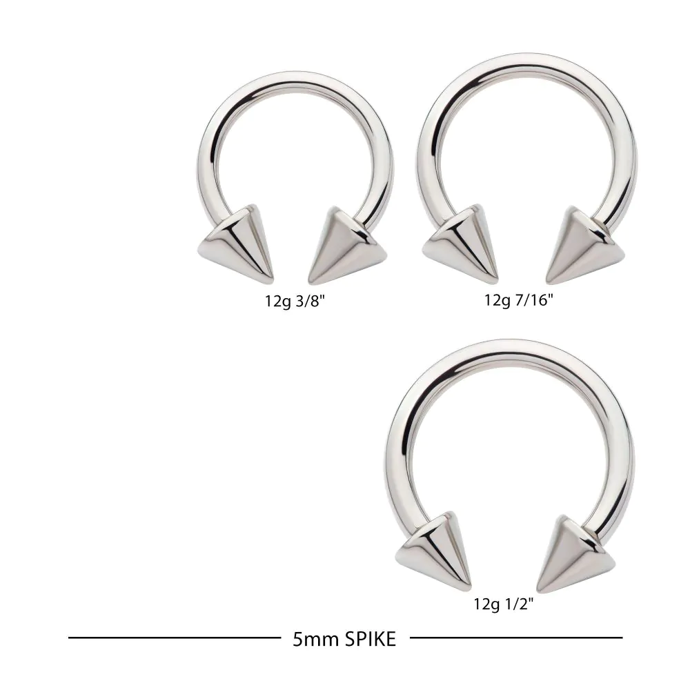 Titanium Internally Threaded Spike Ends Circular Barbell - Image 5