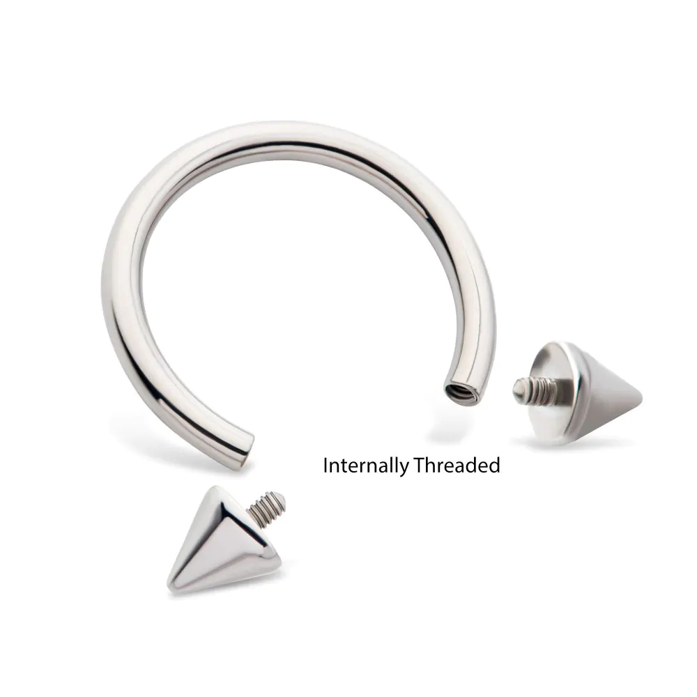 Titanium Internally Threaded Spike Ends Circular Barbell - Image 6