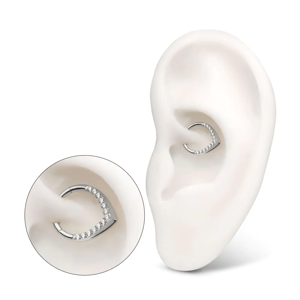Titanium Pave Gem V-Shape Front Facing Hinged Segment Clicker - Image 2