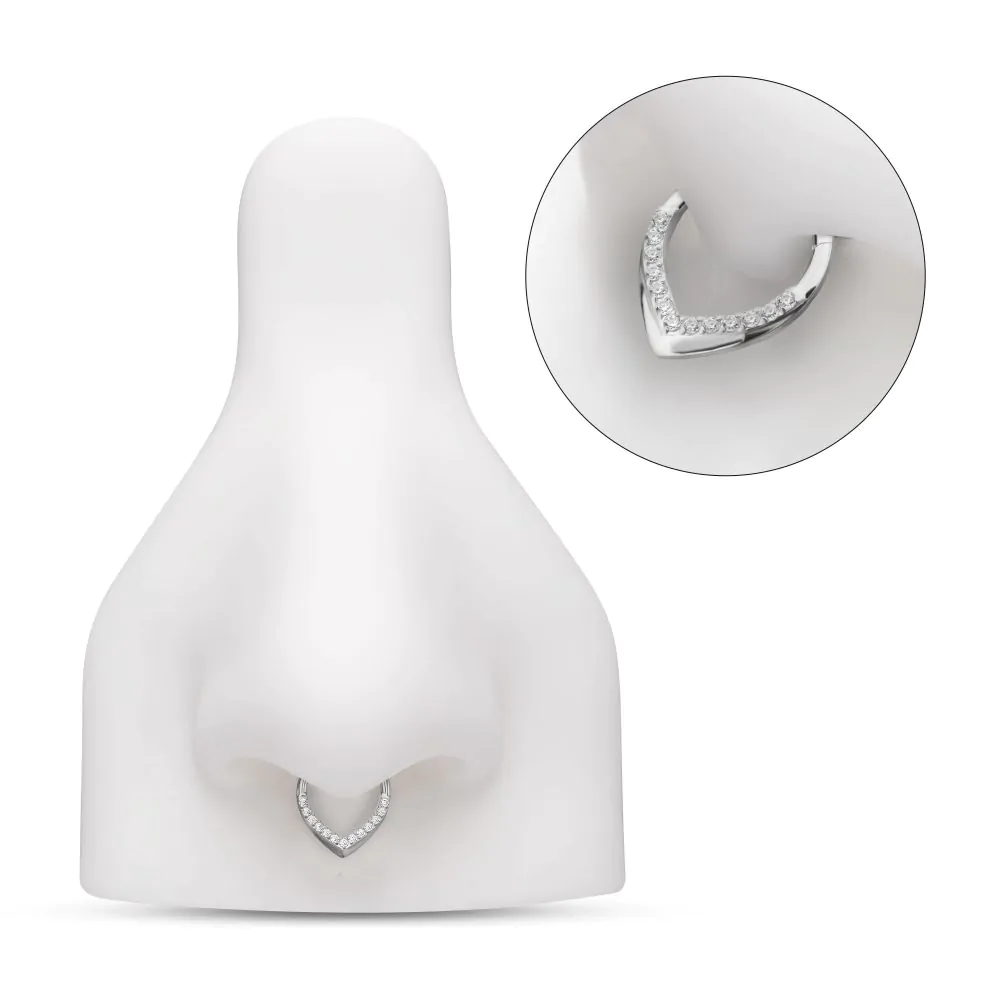 Titanium Pave Gem V-Shape Front Facing Hinged Segment Clicker - Image 3