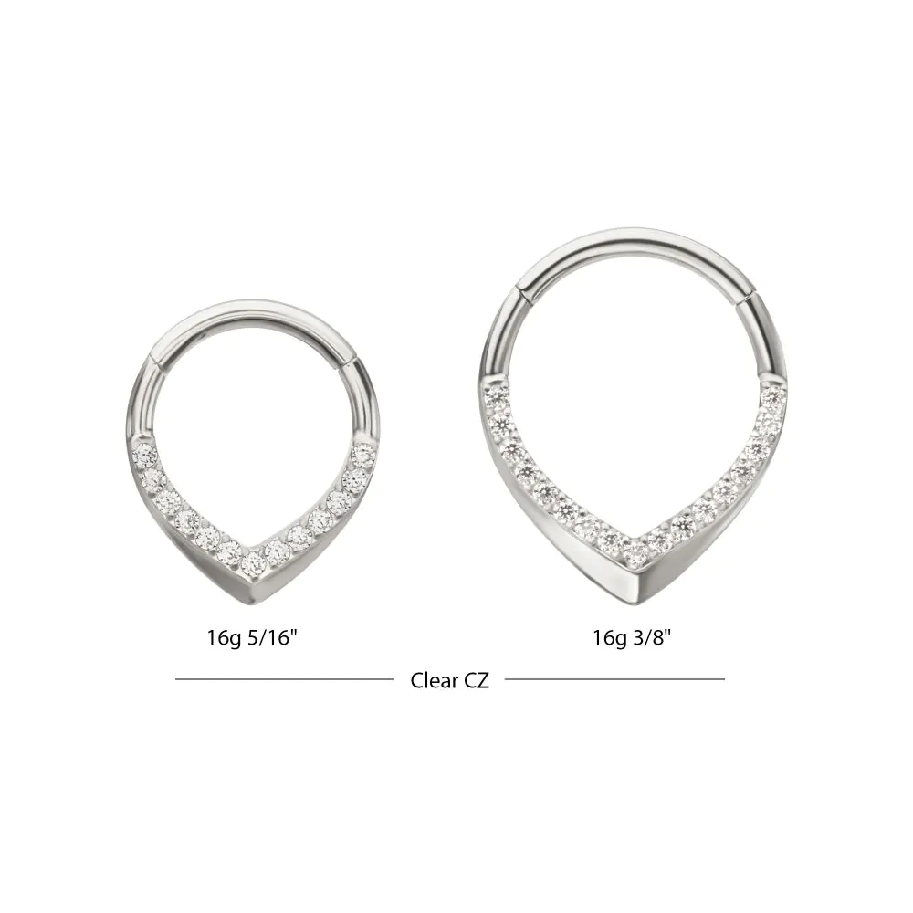 Titanium Pave Gem V-Shape Front Facing Hinged Segment Clicker - Image 4