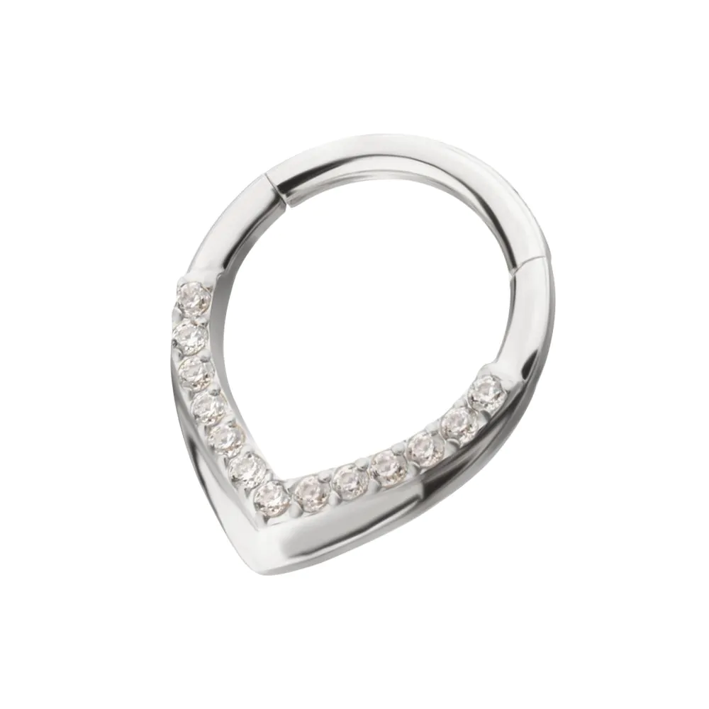 Titanium Pave Gem V-Shape Front Facing Hinged Segment Clicker - Image 5