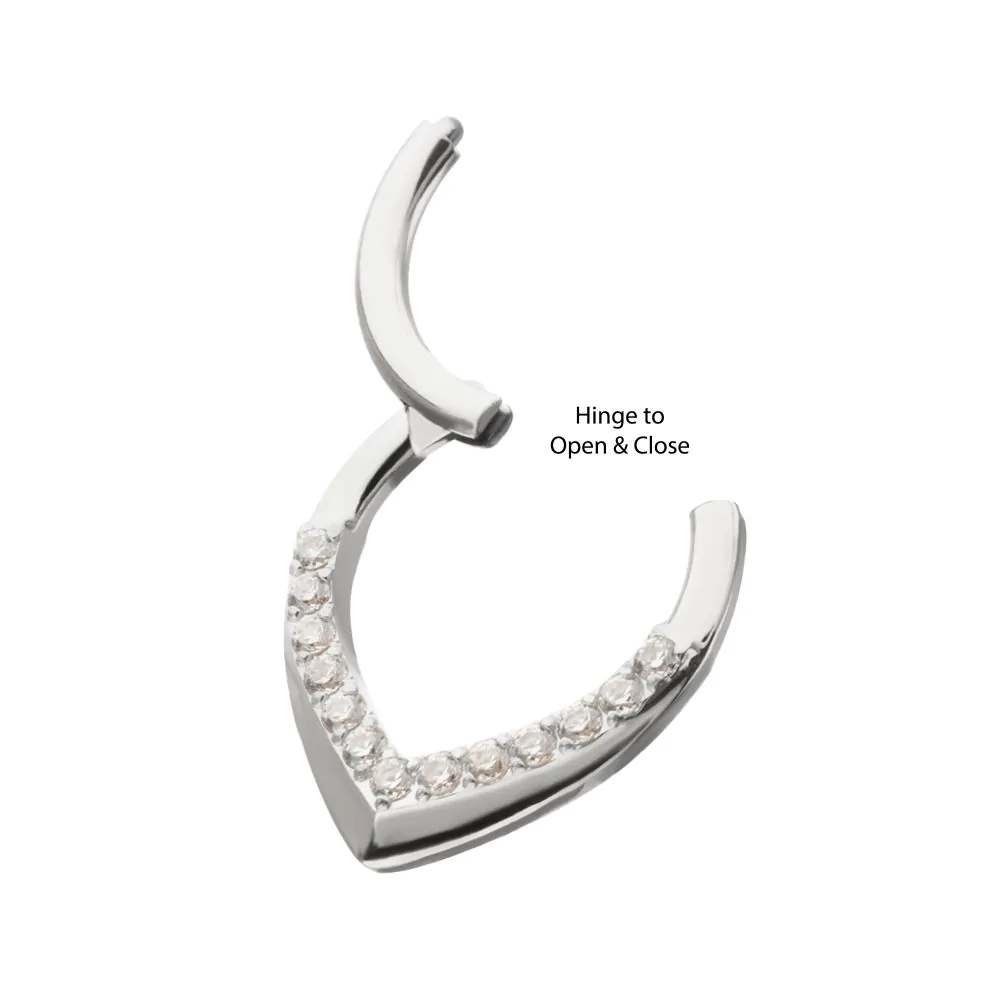 Titanium Pave Gem V-Shape Front Facing Hinged Segment Clicker - Image 6