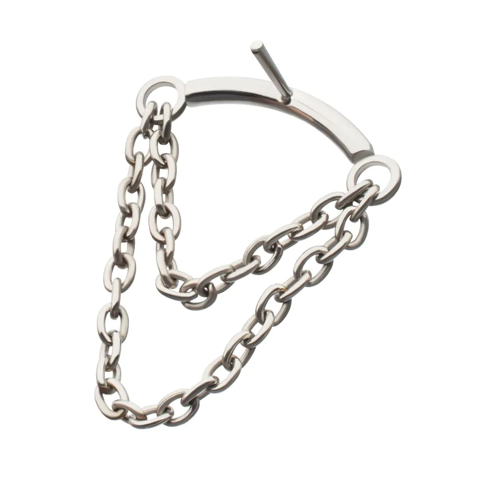 Titanium Threadless 2-Tier Dangle Chain Curved Bar Top - Image 3