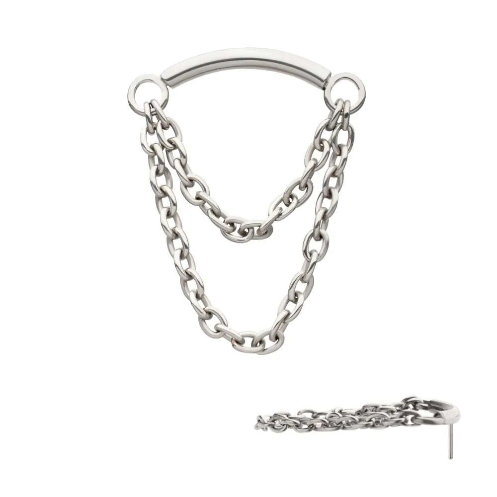 Titanium Threadless 2-Tier Dangle Chain Curved Bar Top - Image 4