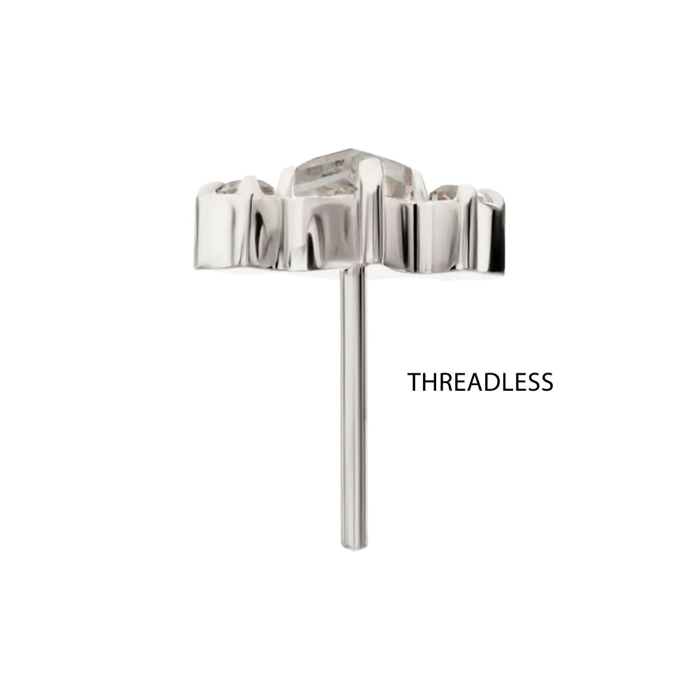 Titanium Threadless 3-Cluster Top with Prong Set Round & Rhombus Gem - Image 3