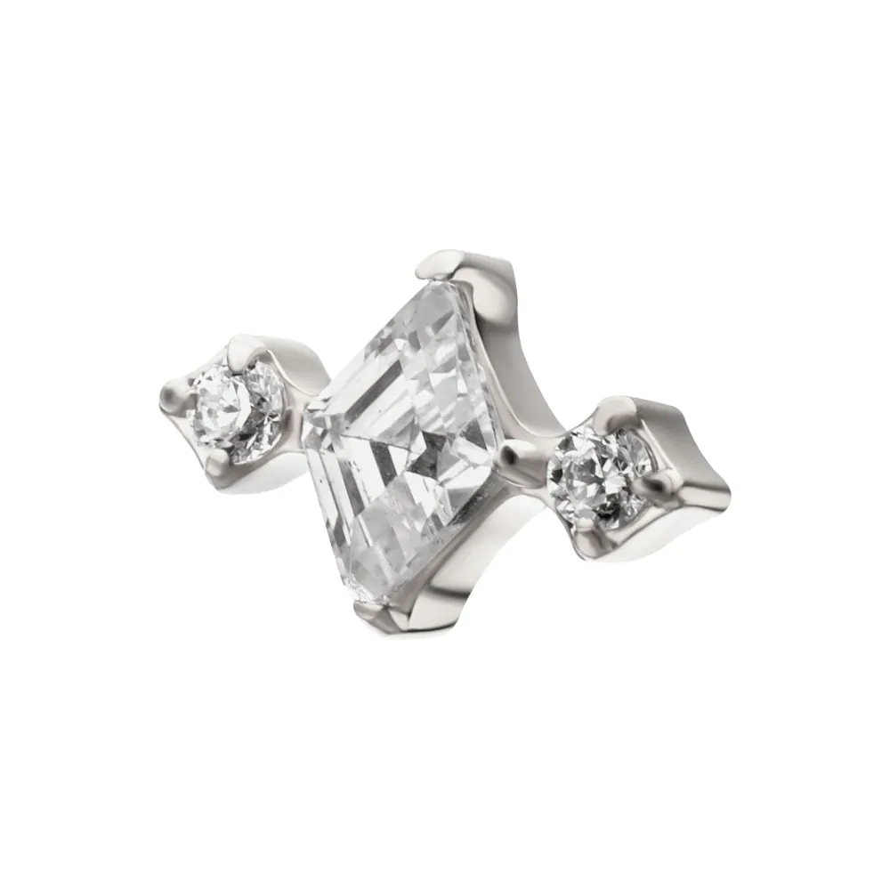 Titanium Threadless 3-Cluster Top with Prong Set Round & Rhombus Gem - Image 4