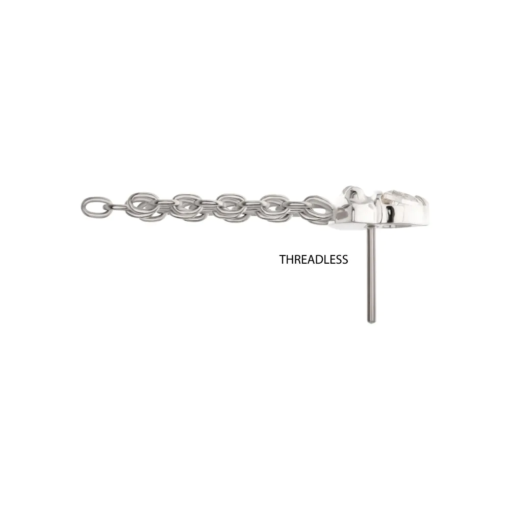 Titanium Threadless 3D UFO Gem Top with Small Chain Dangle - Image 3