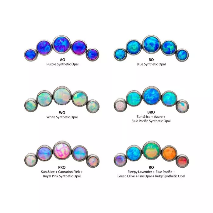 Titanium Threadless 5-Bezel Set Synthetic Opal Cluster Top - Image 2