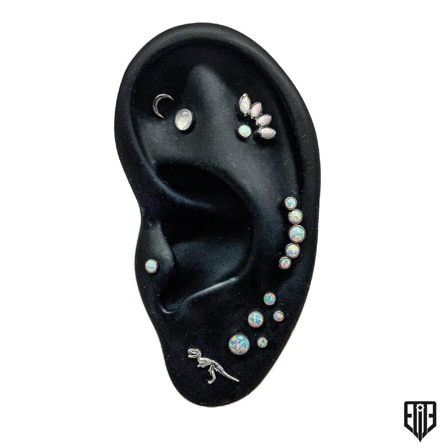 Titanium Threadless 5-Bezel Set Synthetic Opal Cluster Top - Image 3