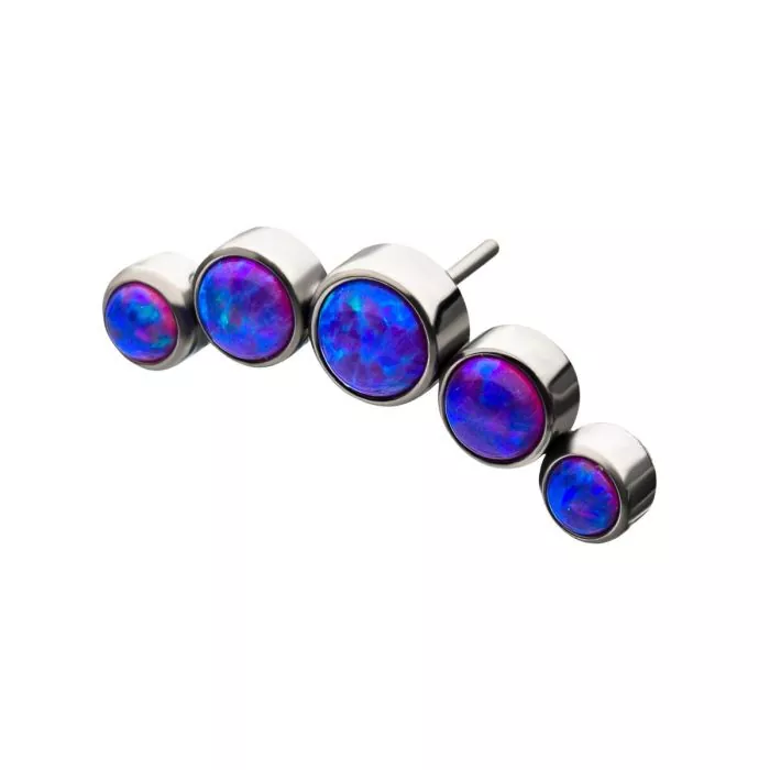 Titanium Threadless 5-Bezel Set Synthetic Opal Cluster Top - Image 4