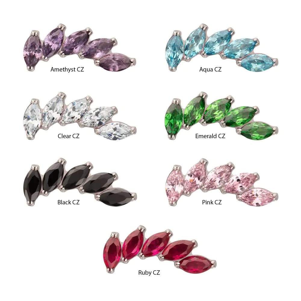 Titanium Threadless 5 Marquise Staggered Cluster Prong Gem Top - Image 3