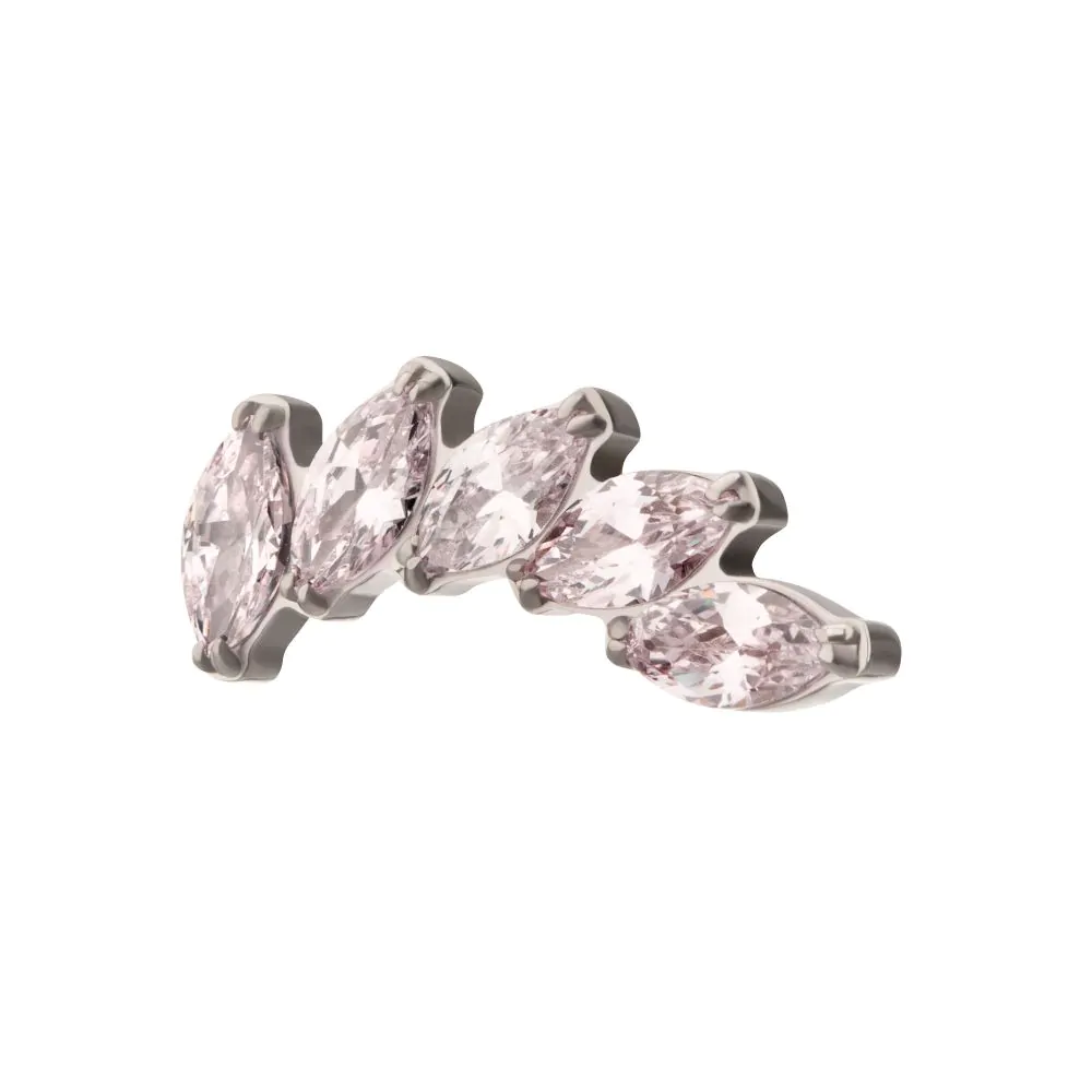 Titanium Threadless 5 Marquise Staggered Cluster Prong Gem Top - Image 4