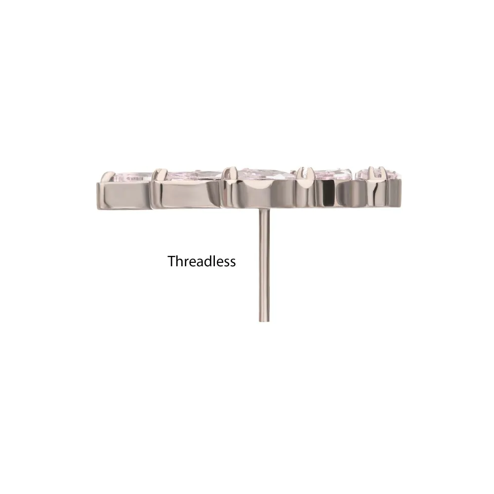 Titanium Threadless 5 Marquise Staggered Cluster Prong Gem Top - Image 5