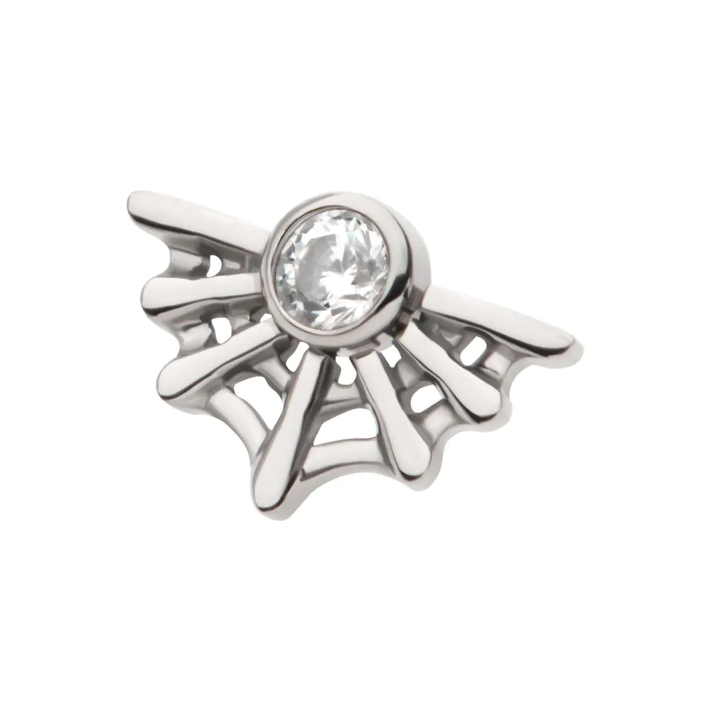 Titanium Threadless Bezel Set CZ Spiderweb Top - Image 4