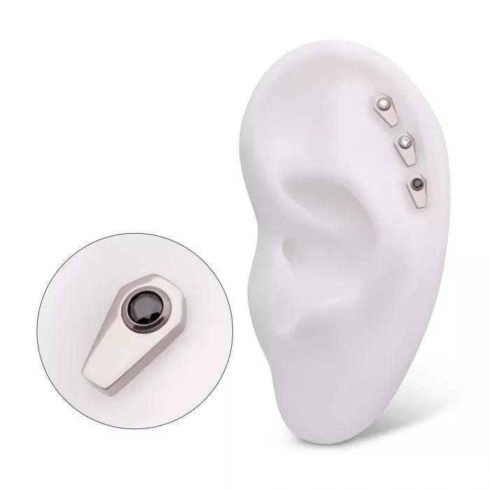 Titanium Threadless Coffin Top with Bezel Set Round CZ - Image 2