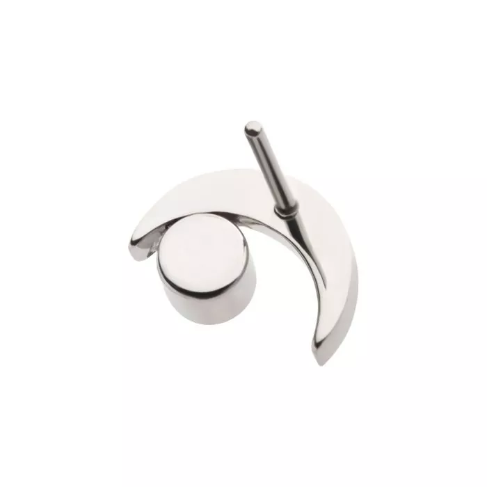 Titanium Threadless Crescent Moon with Bezel Set Opal Top - Image 4