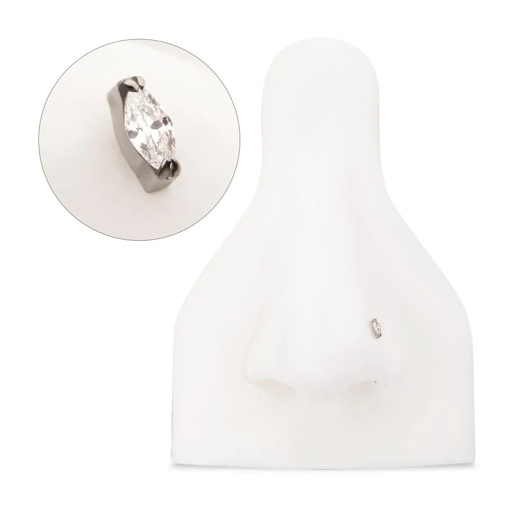 Titanium Threadless Double V-Prong 3mm Marquise Gem Top - Image 3