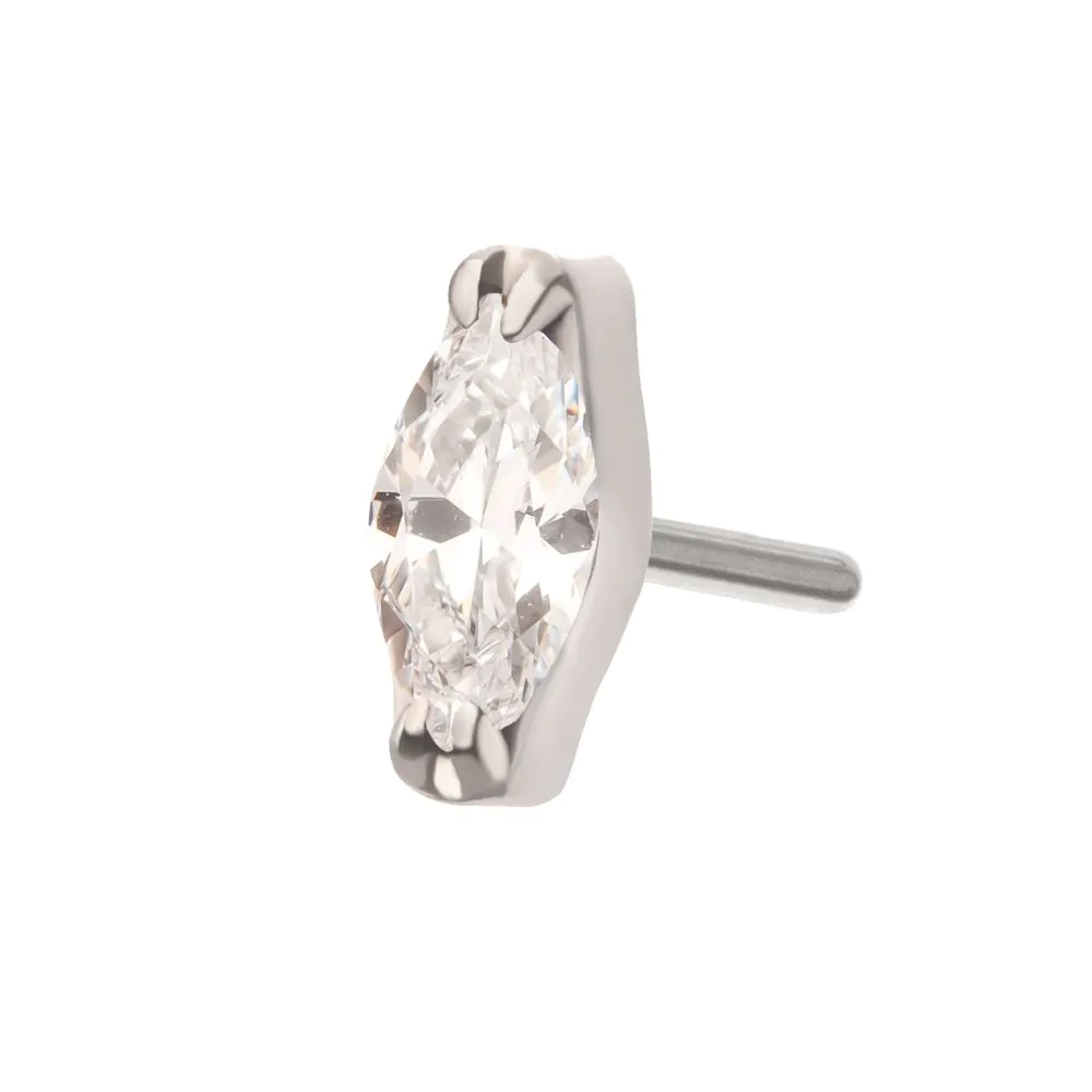 Titanium Threadless Double V-Prong 3mm Marquise Gem Top - Image 5