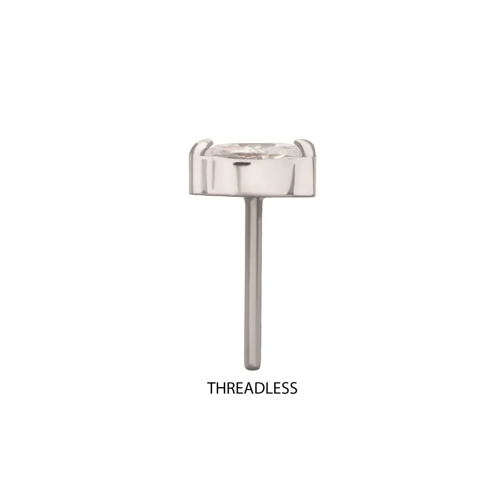 Titanium Threadless Double V-Prong 3mm Marquise Gem Top - Image 6