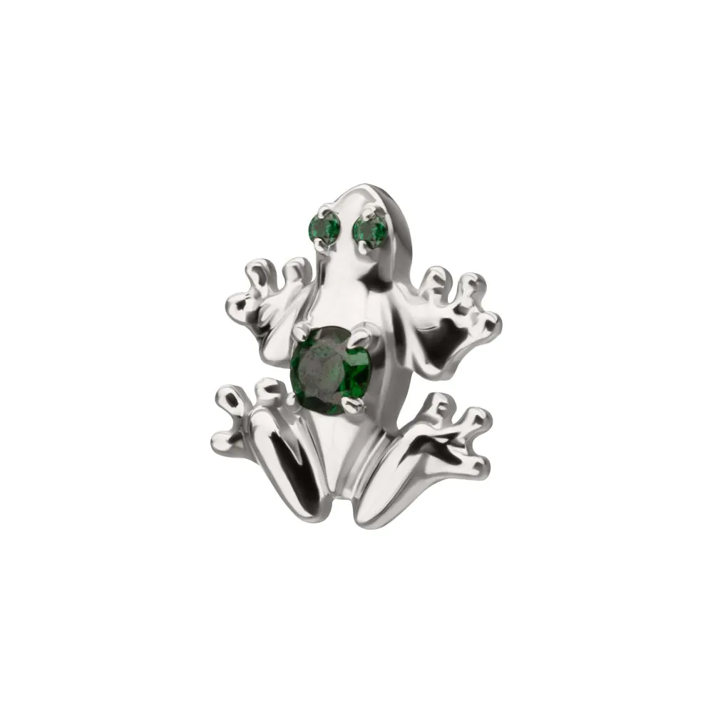 Titanium Threadless Frog Top with Prong Set CZ Gem - Image 3