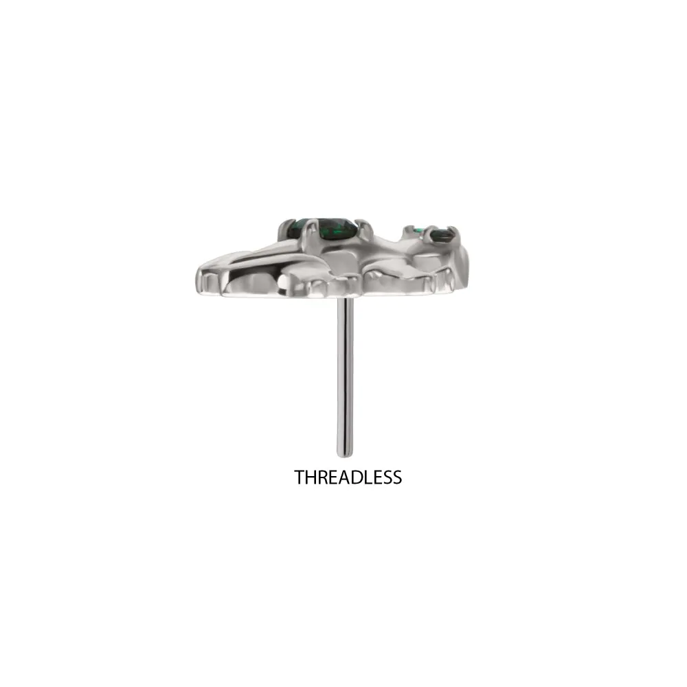 Titanium Threadless Frog Top with Prong Set CZ Gem - Image 4