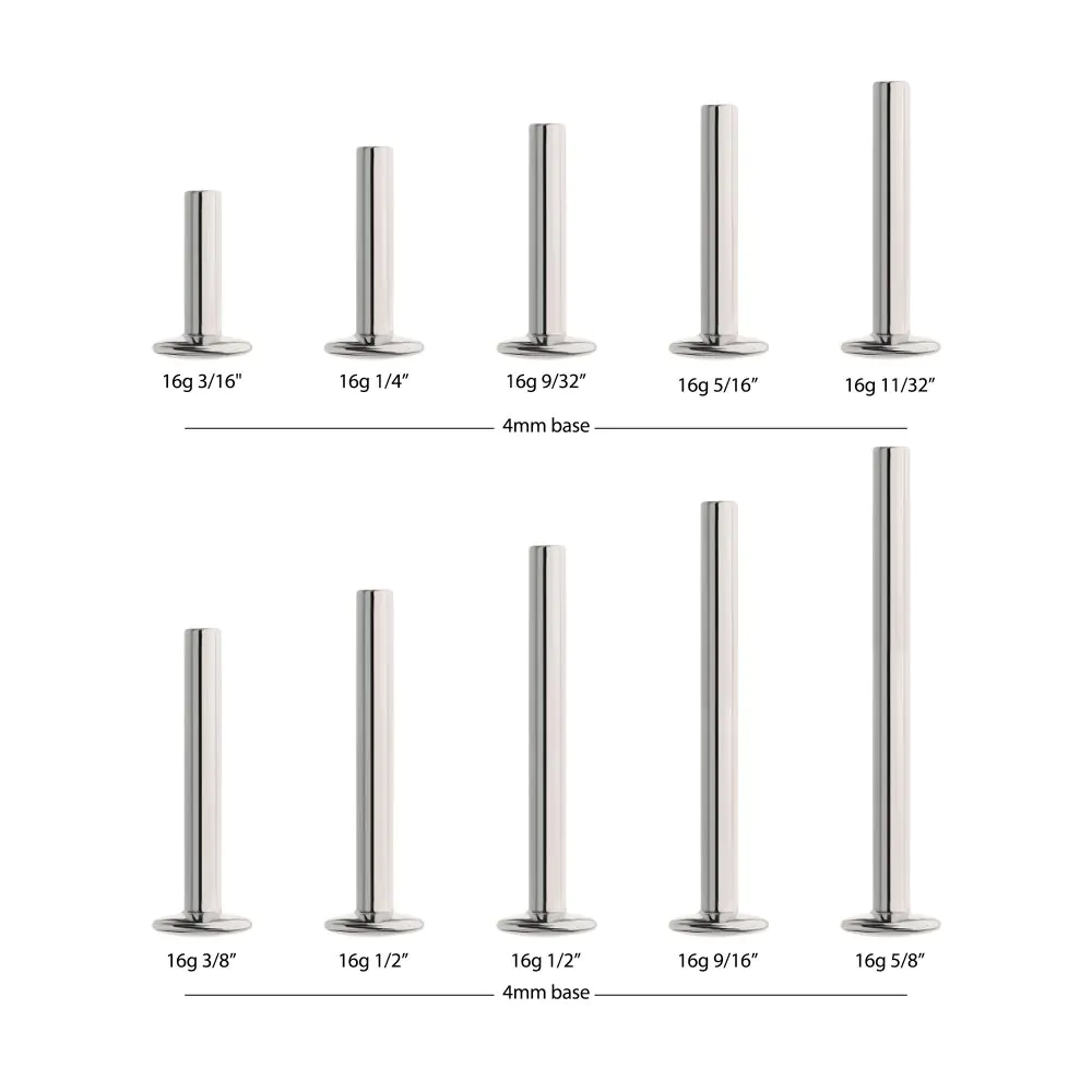 Titanium Threadless High Polish Mirror Finish 4mm Dome Labret Base - Image 2