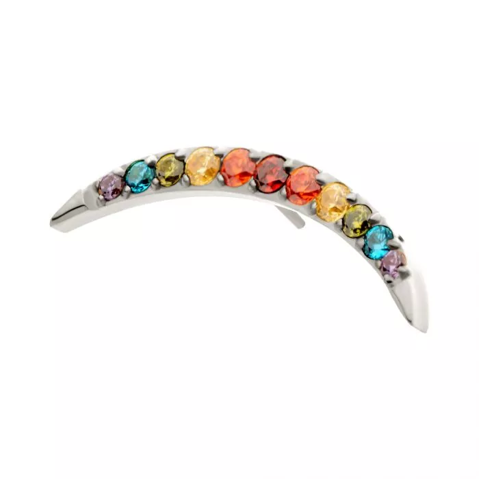 Titanium Threadless Multicolor CZ Curved Bar Top - Image 3