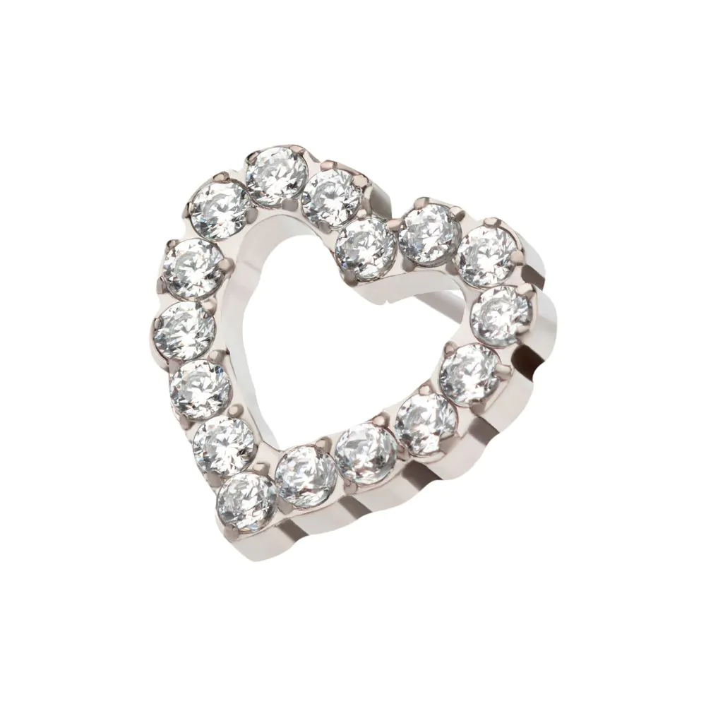 Titanium Threadless Pave Set Gem Hollow Heart Top - Image 3