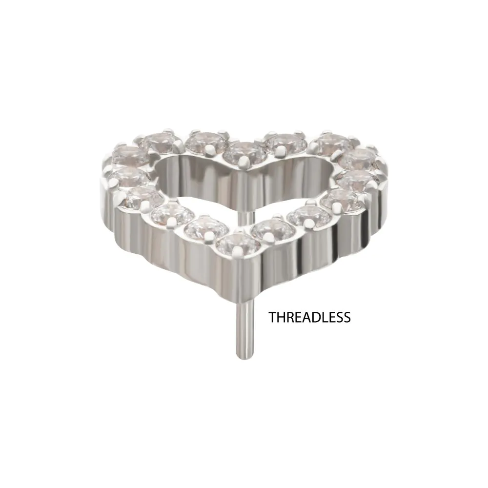 Titanium Threadless Pave Set Gem Hollow Heart Top - Image 4