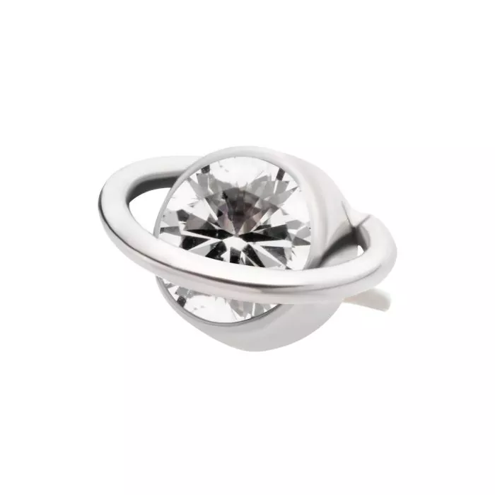 Titanium Threadless Planet Top with Bezel Set Round CZ/Opal - Image 2