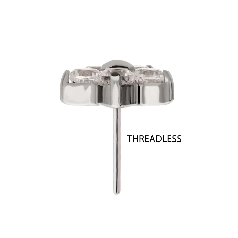Titanium Threadless Prong Set Gem 5-Petal Flower Top - Image 5
