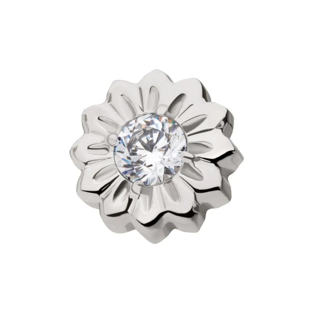 Titanium Threadless Prong Set Gem Daisy Flower Top - Image 3