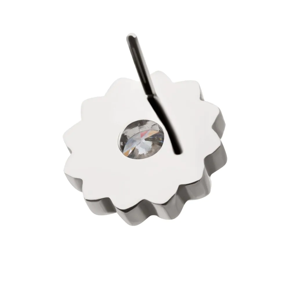 Titanium Threadless Prong Set Gem Daisy Flower Top - Image 4