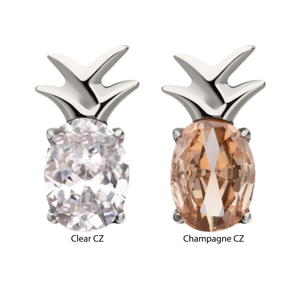 Titanium Threadless Prong Set Gem Pineapple Top - Image 2