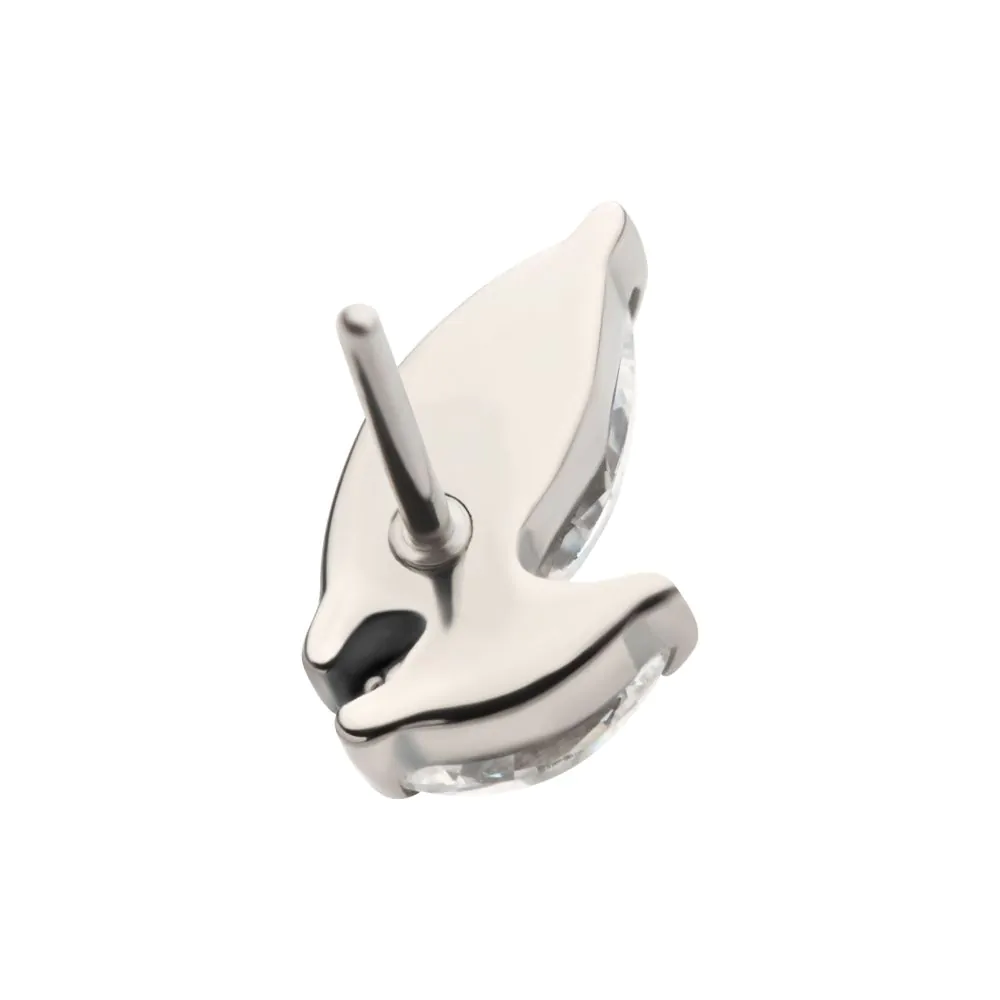 Titanium Threadless Prong Set Marquise CZ 2-Cluster Top - Image 4
