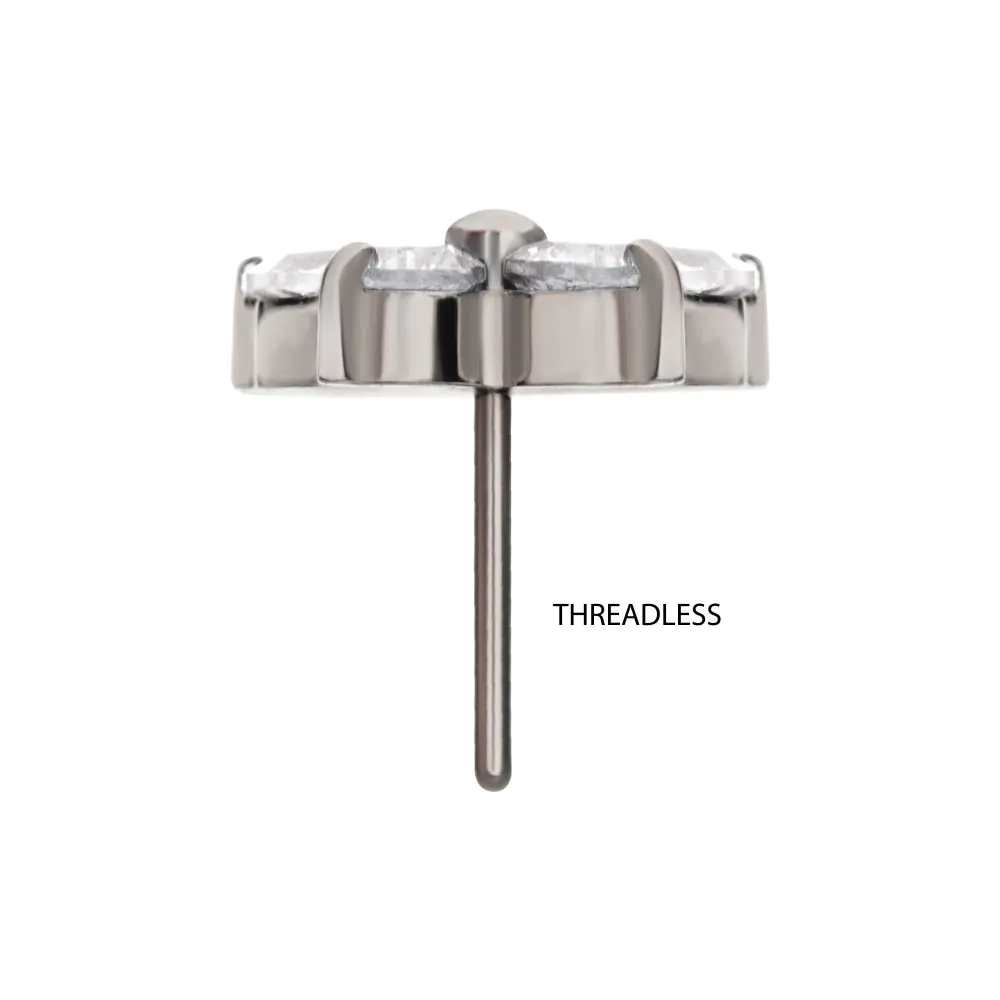 Titanium Threadless Prong Set Marquise & Round CZ Butterfly Top - Image 6
