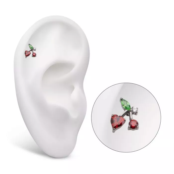 Titanium Threadless Prong Set Multi Gem Cherry Top - Image 4