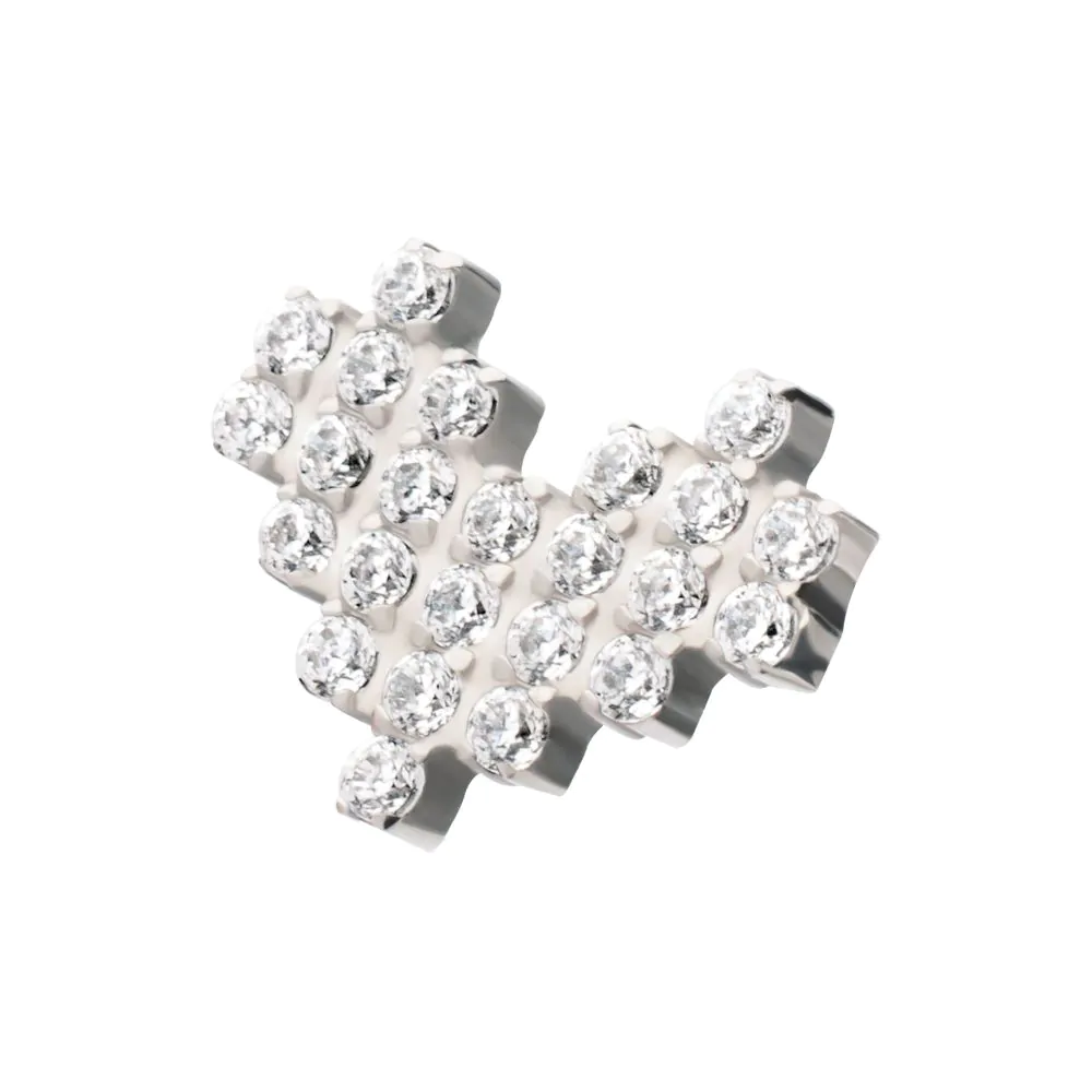 Titanium Threadless Prong Set Round CZ Cluster Heart Top - Image 3