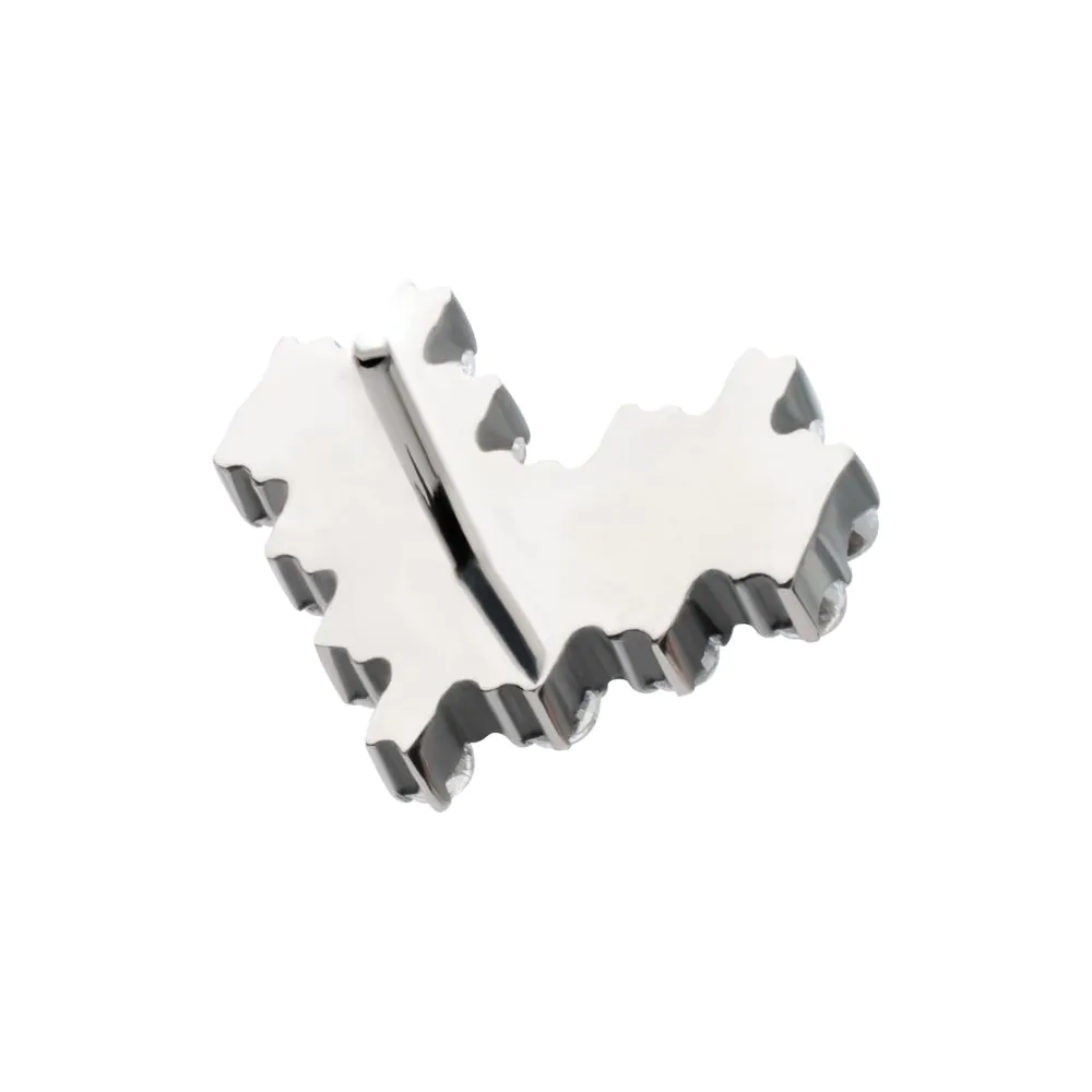 Titanium Threadless Prong Set Round CZ Cluster Heart Top - Image 4