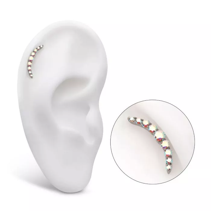 Titanium Threadless Prong Set Round CZ/Opal 9-Cluster Top - Image 5