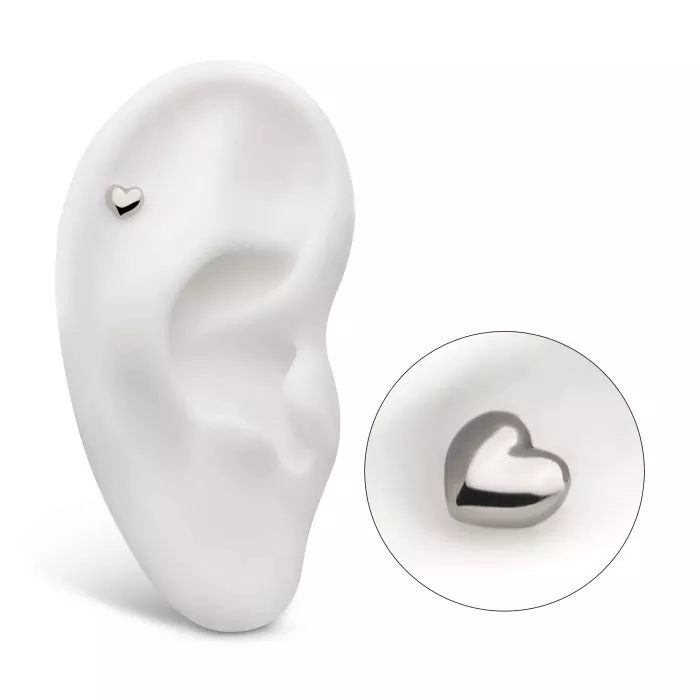 Titanium Threadless Puffed Heart Top - Image 2