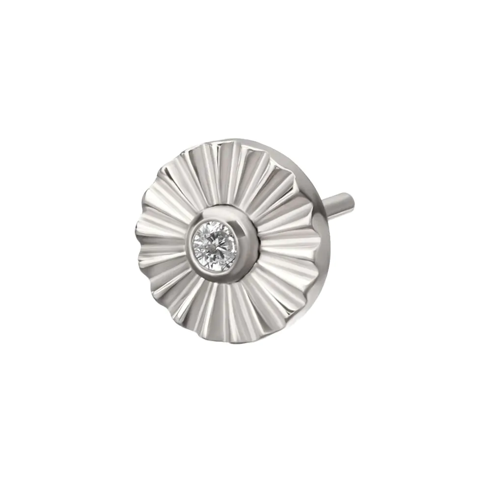 Titanium Threadless Radiant Corrugated Round with Bezel Gem Top - Image 4
