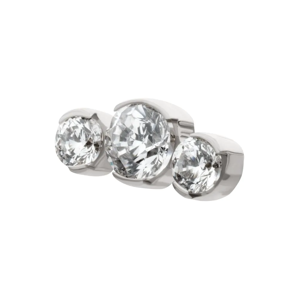 Titanium Threadless Semi-Bezel Set Round Gem/Opal 3-Cluster Top - Image 4
