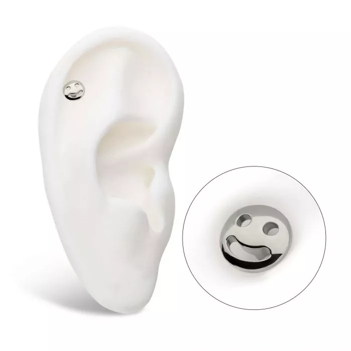 Titanium Threadless Smiley Face Emoji Top - Image 4