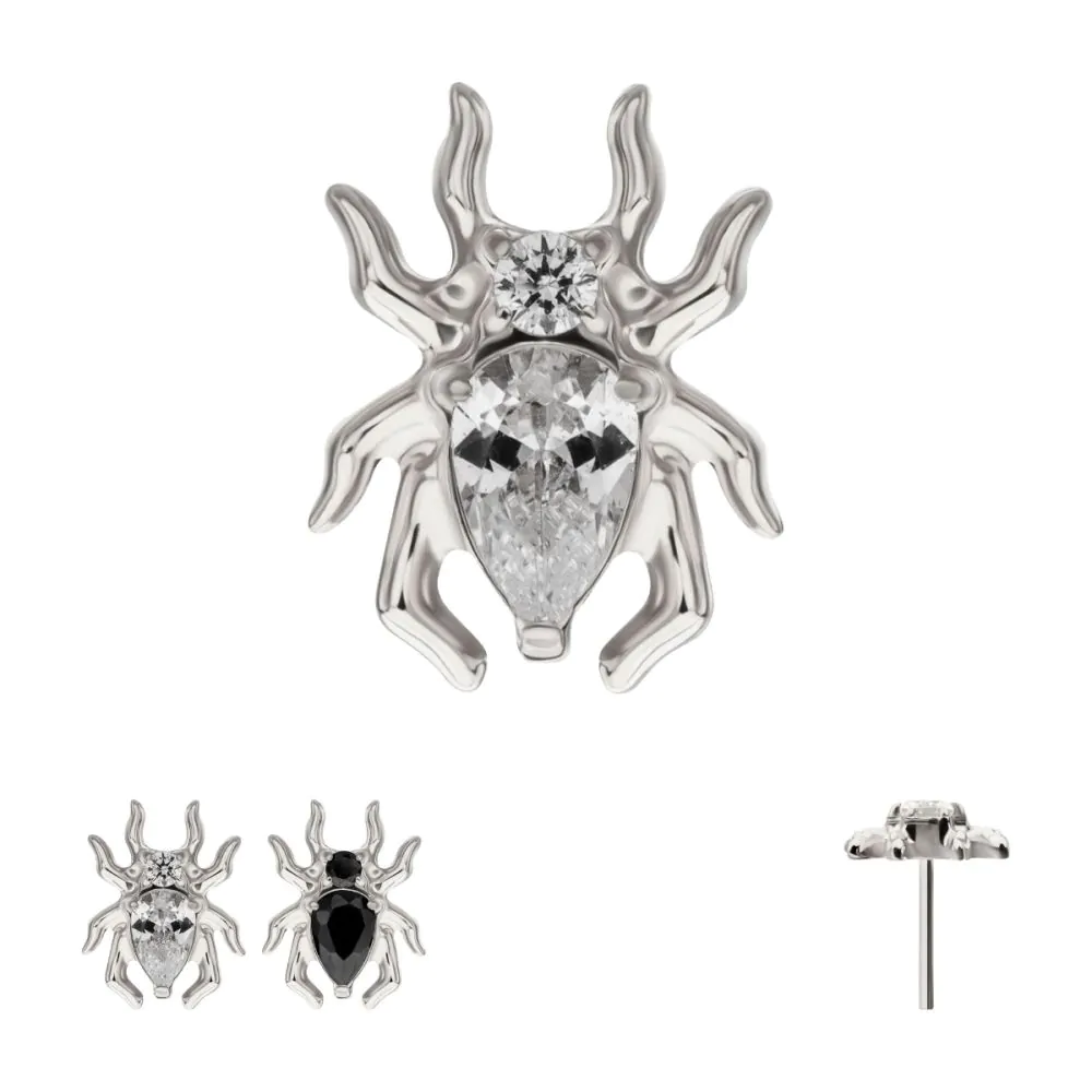 Titanium Threadless Spider Top with Teardrop & Round Gem