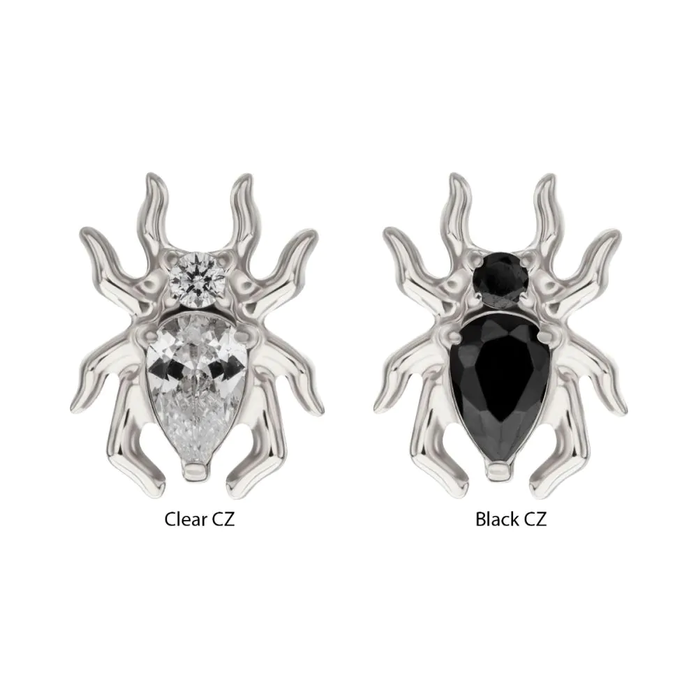 Titanium Threadless Spider Top with Teardrop & Round Gem - Image 3