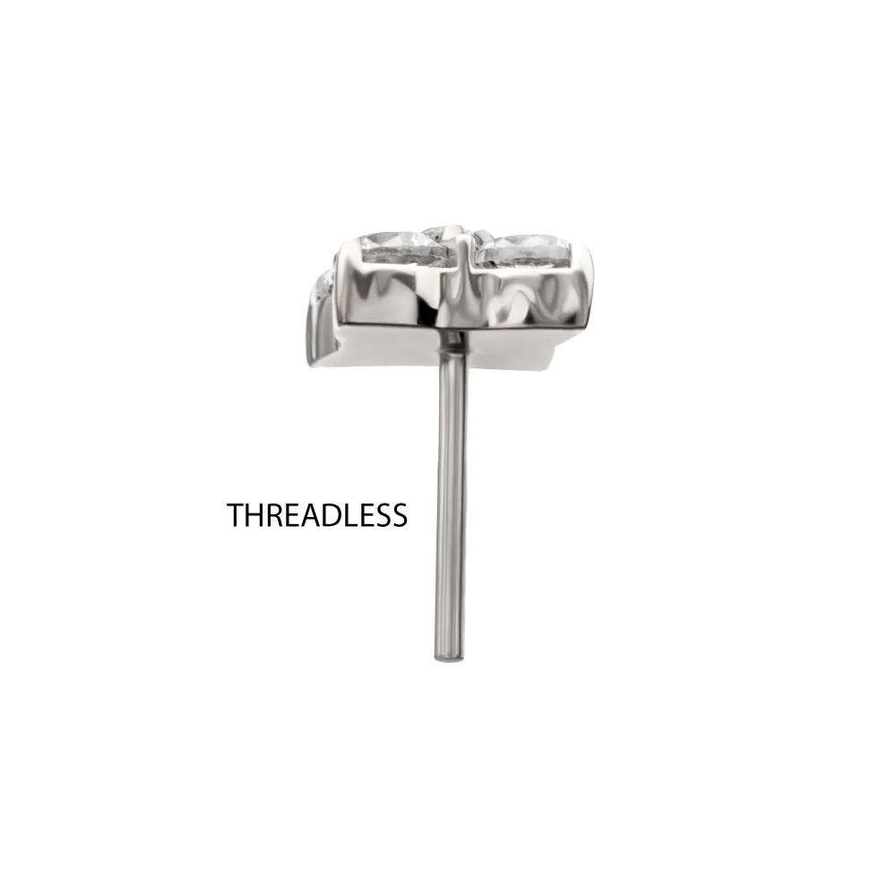 Titanium Threadless Square Shape Top with Prong Set 5-Gem Cluster - Image 4