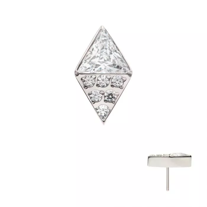Titanium Threadless Triangle & Round CZ Kite Shape Top